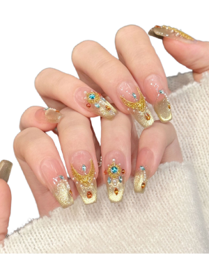 [gold diamond gilded] press on nails